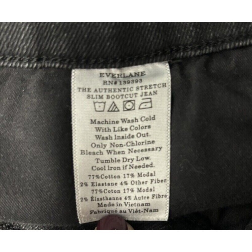 Everlane The Authentic Stretch Slim Bootcut Jeans Black Size 25 - Picture 6 of 6